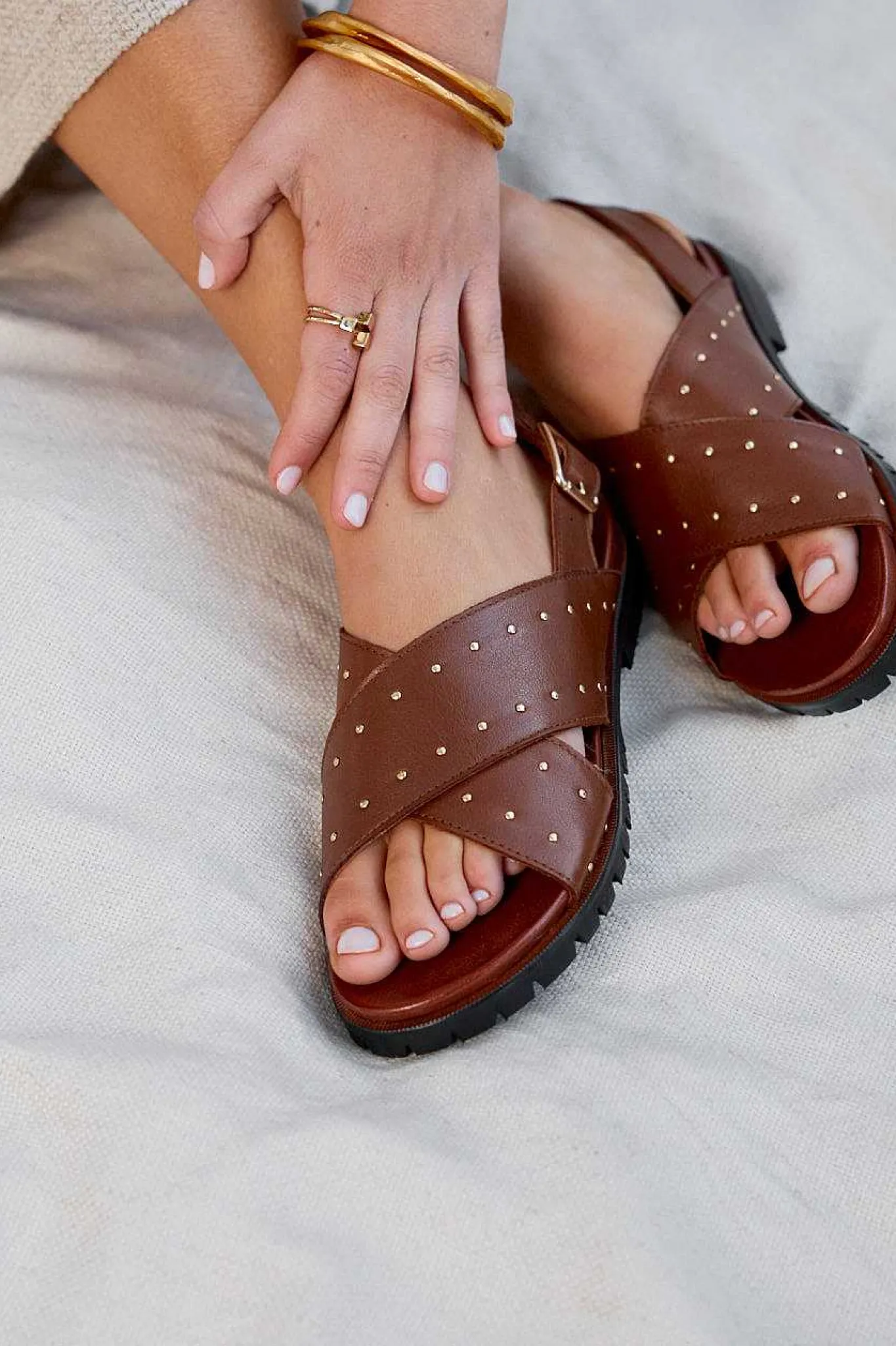 Mujer MICUIR Sandalias Planas-Angie Cuero 2Cm