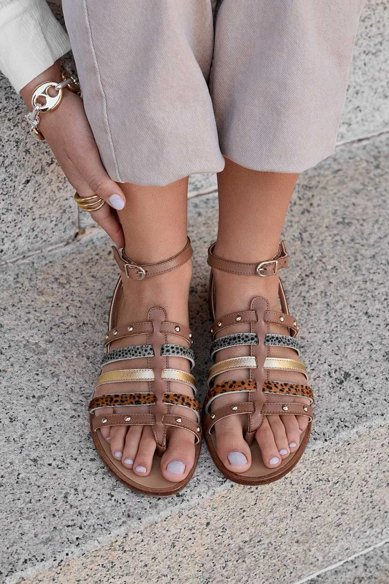 Mujer MICUIR Sandalias Planas-Antibes Combinada