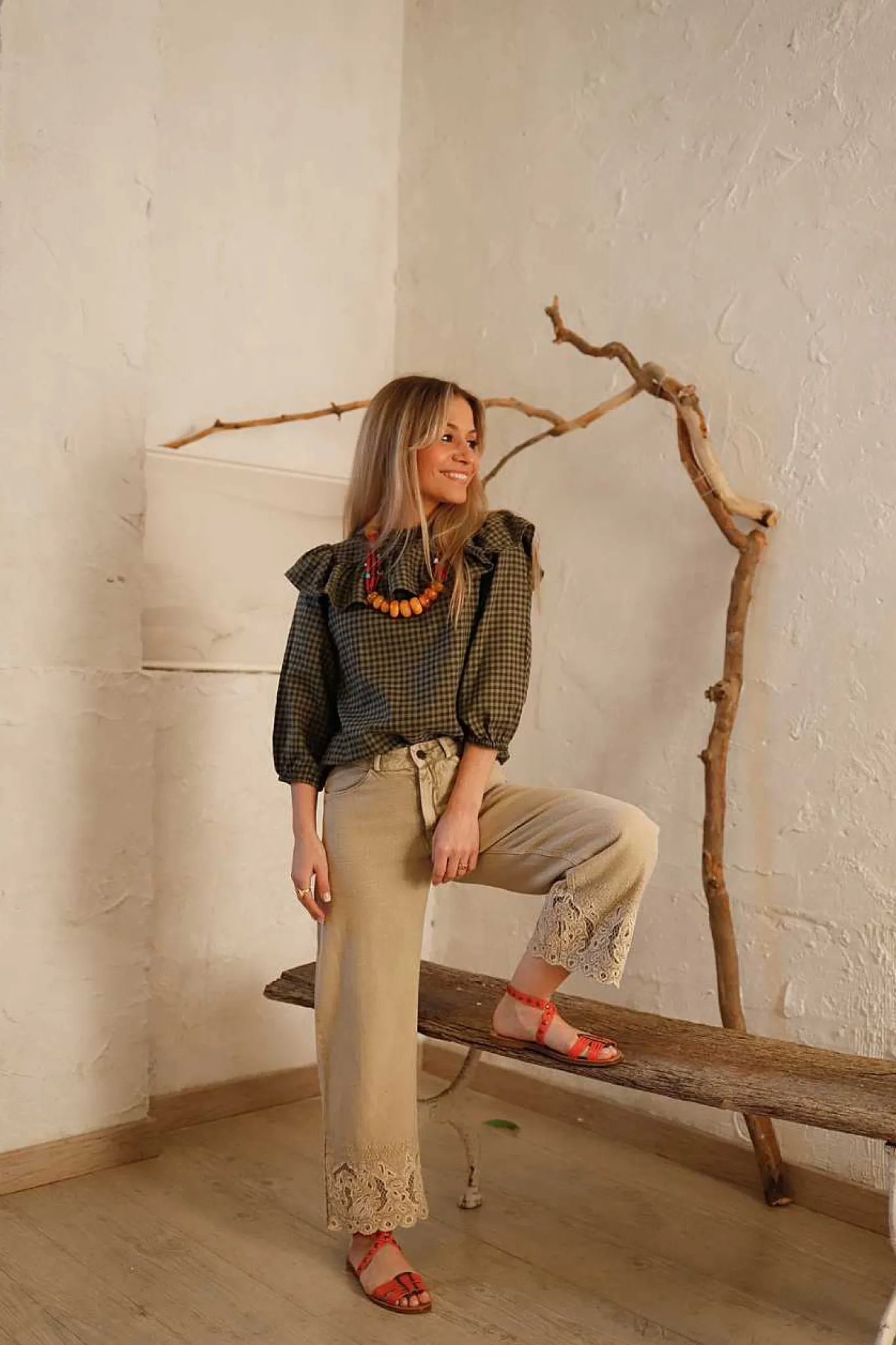Mujer MICUIR Sandalias Planas-Arcila Coral