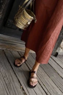 Mujer MICUIR Sandalias Planas-Atenas Marron 1,5Cm