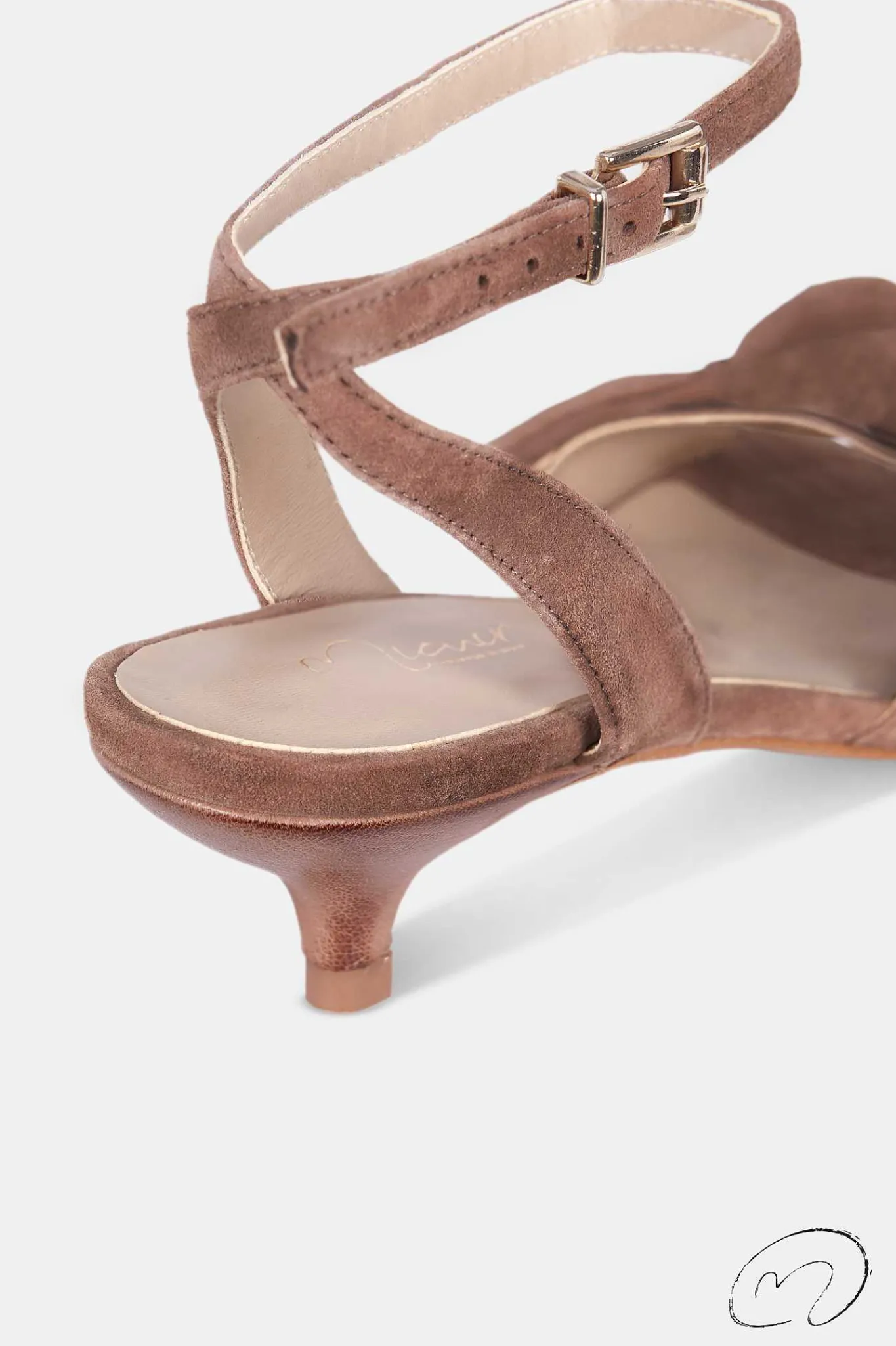 Mujer MICUIR Sandalias Tacón Midi-Blair Ante Beige 5Cm