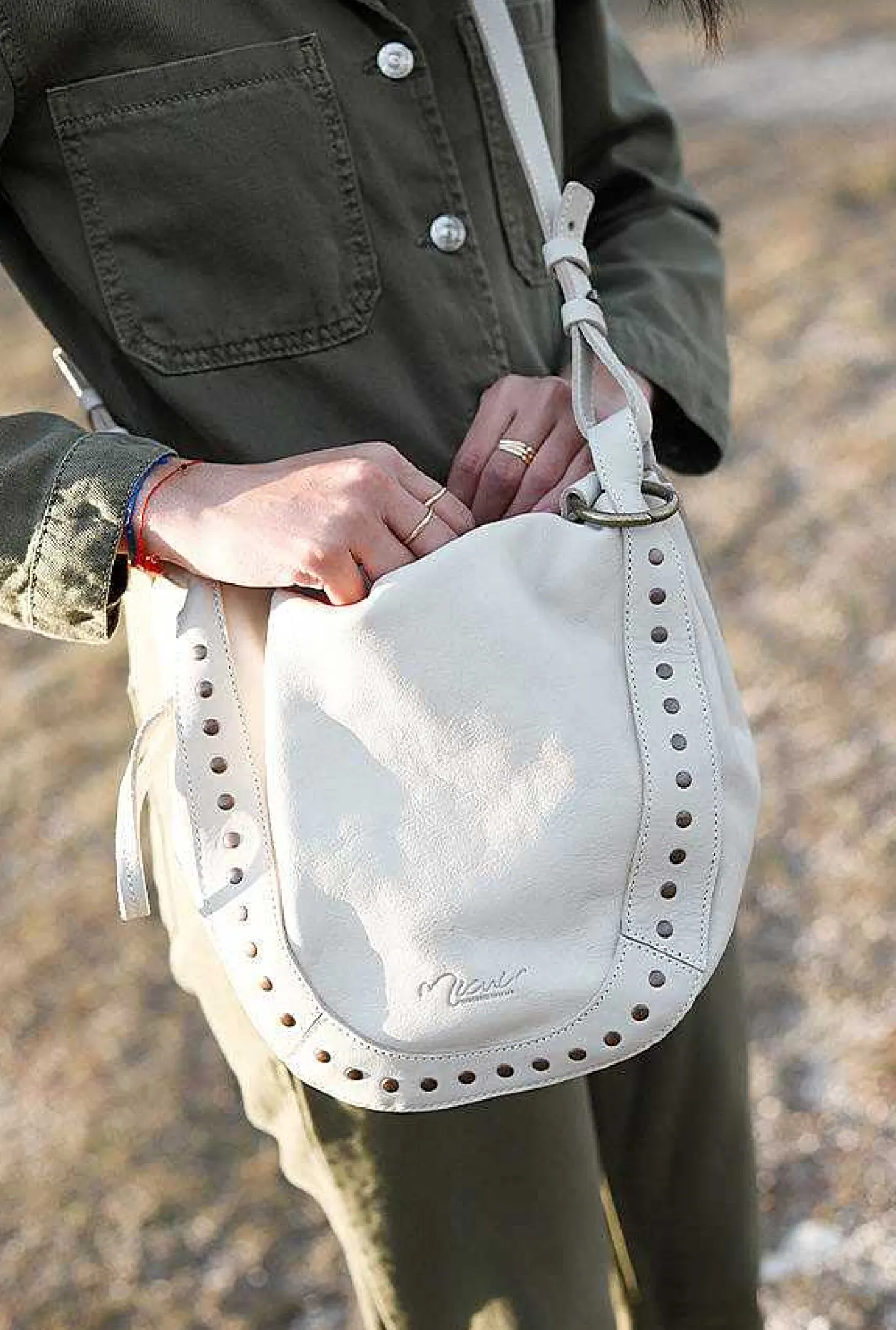 Mujer MICUIR Bolsos Icónicos-Bolso Hobbo Crema