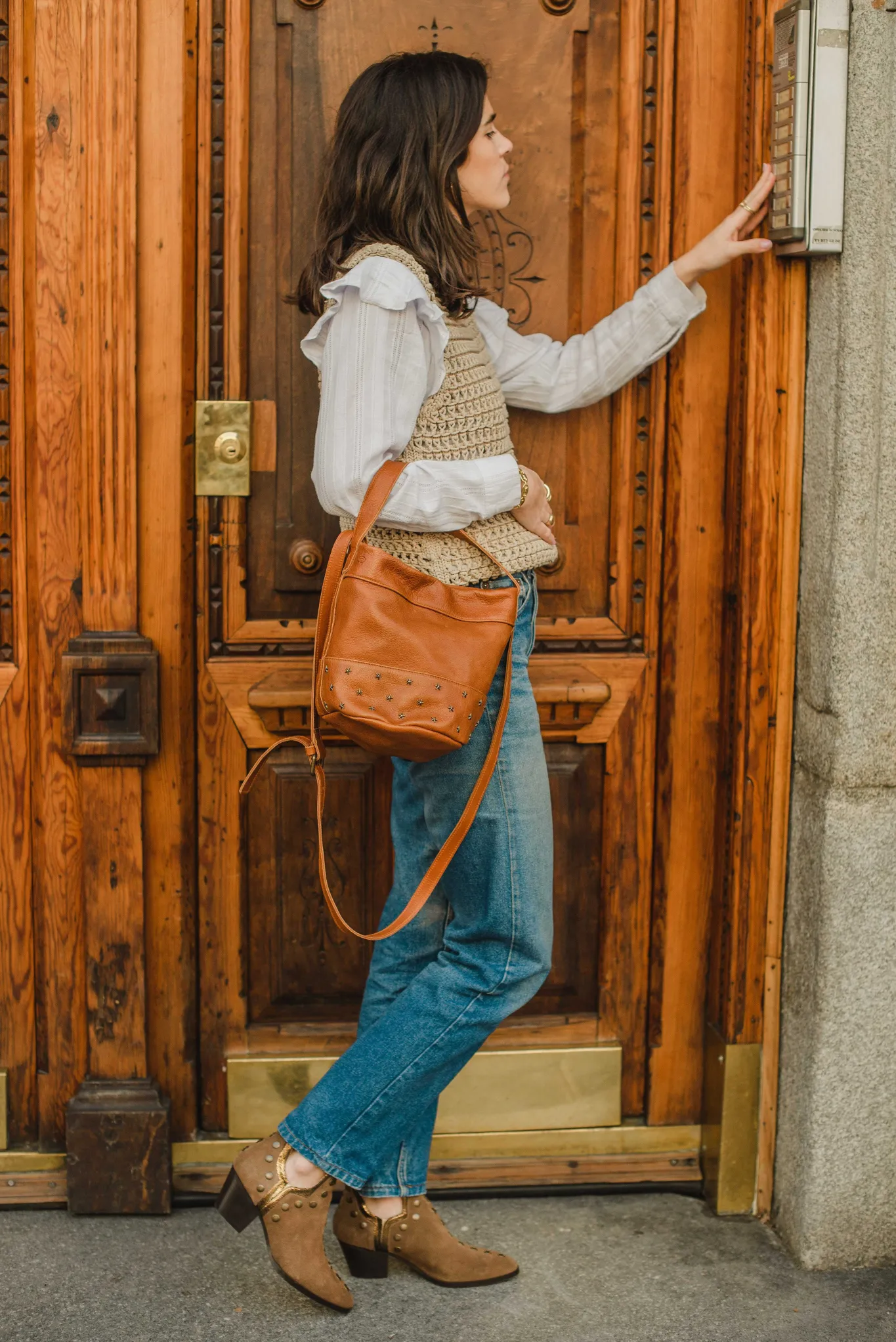 Mujer MICUIR Bolsos Icónicos-Bucket Pequeno Cuero