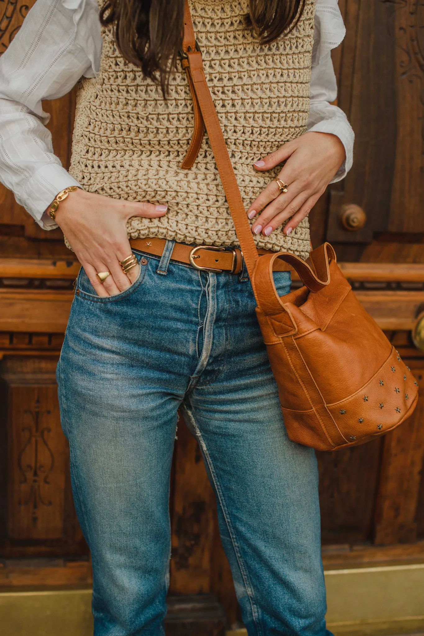 Mujer MICUIR Bolsos Icónicos-Bucket Pequeno Cuero