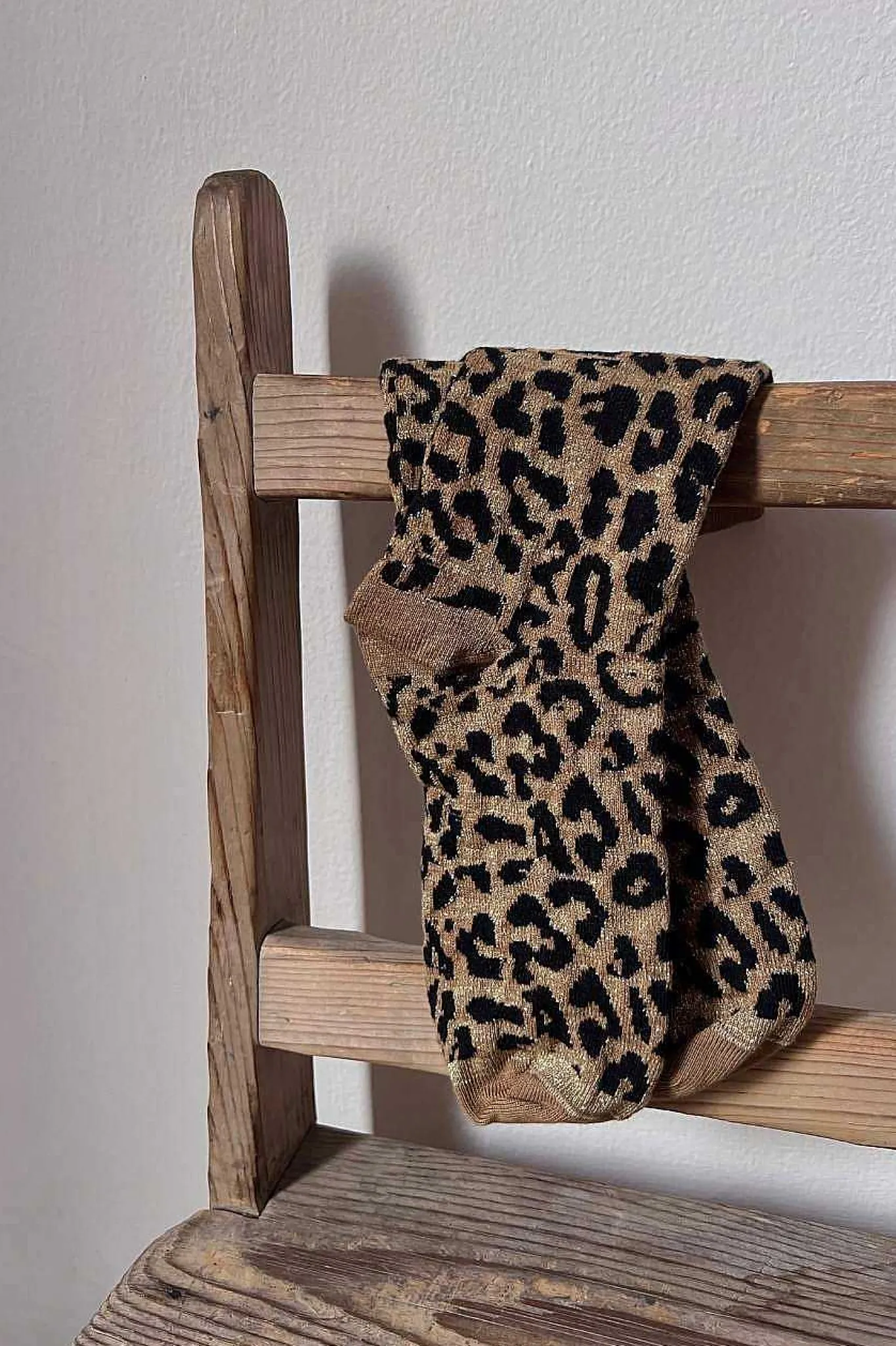 Mujer MICUIR Calcetines-Calcetines Leopardo Glitter Dorado Y Negro