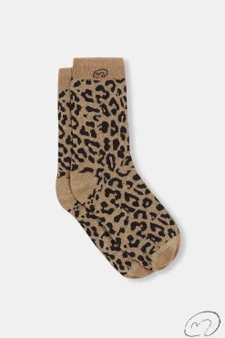 Mujer MICUIR Calcetines-Calcetines Leopardo Glitter Dorado Y Negro