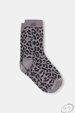 Mujer MICUIR Calcetines-Calcetines Leopardo Glitter Gris Y Negro