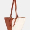 Mujer MICUIR Bolsos Grandes-Capazo Bicolor Crema Y Cuero