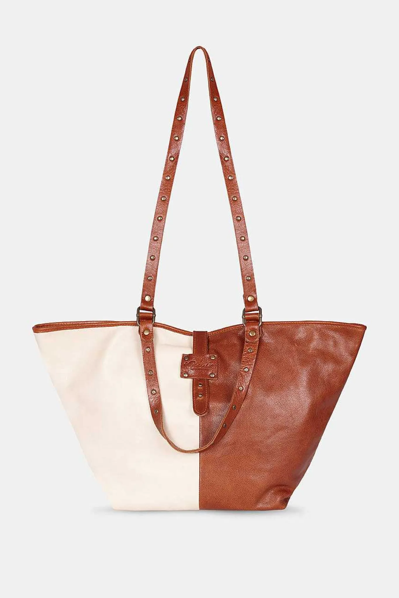 Mujer MICUIR Bolsos Grandes-Capazo Bicolor Crema Y Cuero