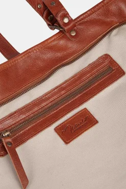 Mujer MICUIR Bolsos Grandes-Capazo Bicolor Crema Y Cuero