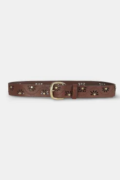 Mujer MICUIR Cinturones-Cinturon Flor Tachas Cuero