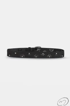 Mujer MICUIR Cinturones-Cinturon Flor Tachas Negro