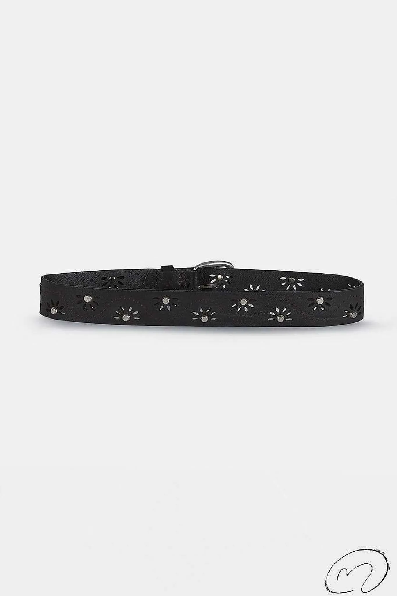 Mujer MICUIR Cinturones-Cinturon Flor Tachas Negro