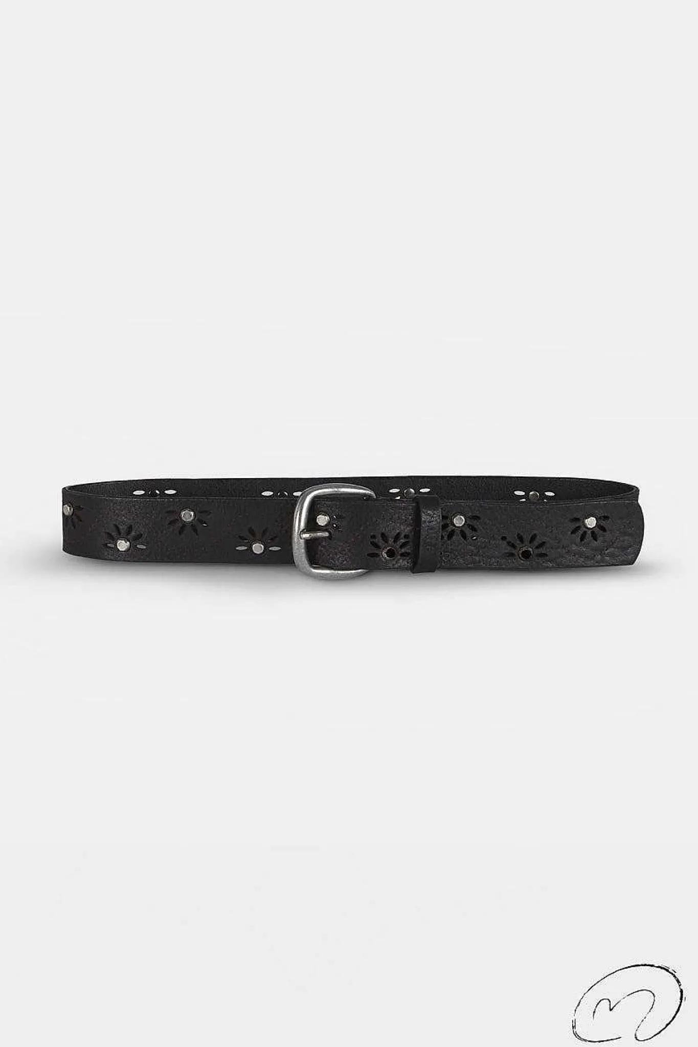 Mujer MICUIR Cinturones-Cinturon Flor Tachas Negro