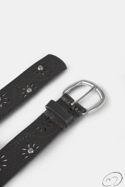 Mujer MICUIR Cinturones-Cinturon Flor Tachas Negro