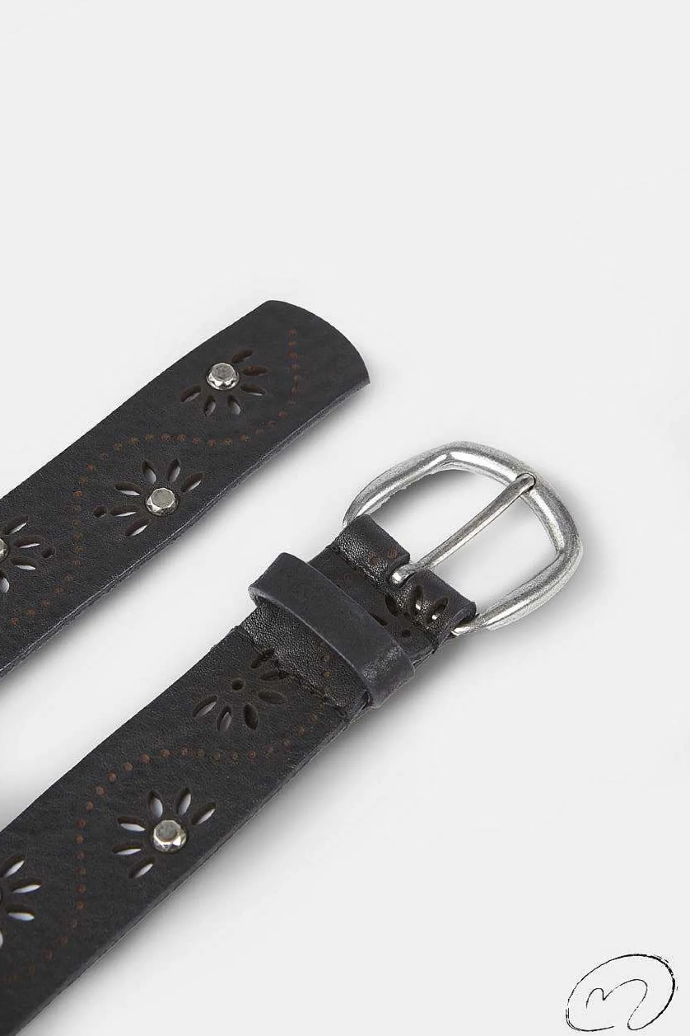 Mujer MICUIR Cinturones-Cinturon Flor Tachas Negro