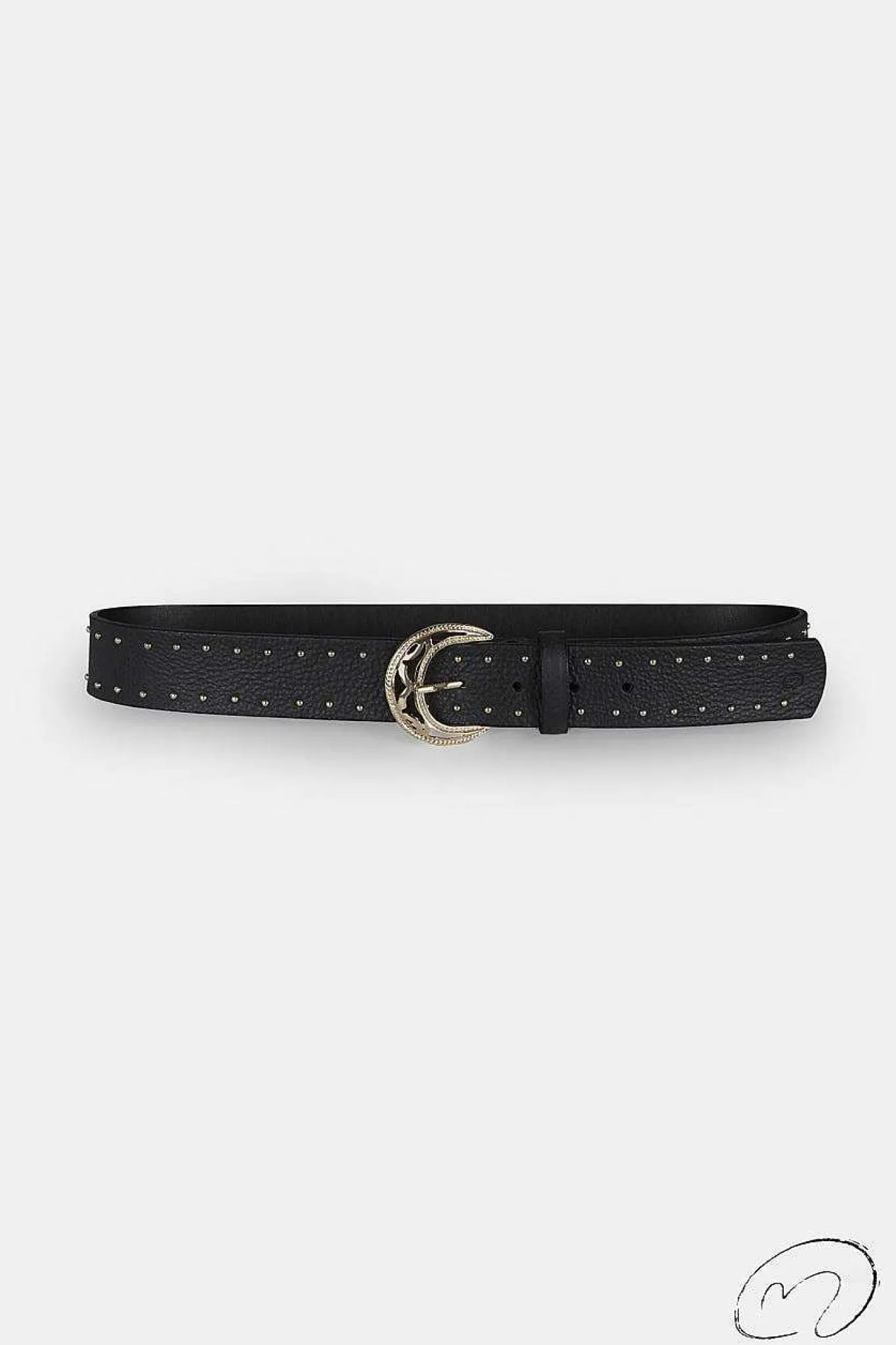 Mujer MICUIR Cinturones-Cinturon Negro Tachas Oro