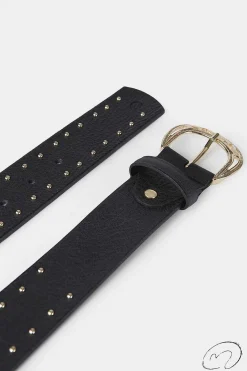 Mujer MICUIR Cinturones-Cinturon Negro Tachas Oro