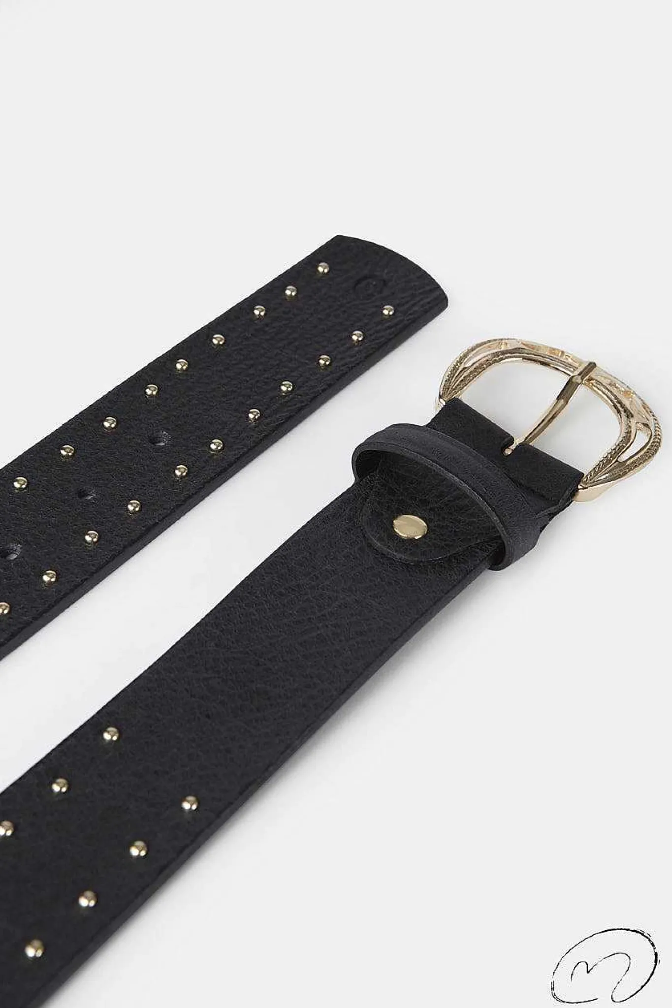 Mujer MICUIR Cinturones-Cinturon Negro Tachas Oro
