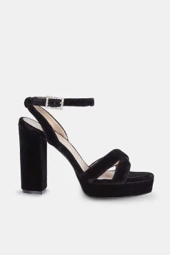Mujer MICUIR Sandalias Tacón-Corintia Terciopelo Negro 11,5Cm