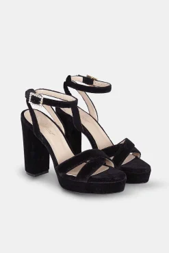 Mujer MICUIR Sandalias Tacón-Corintia Terciopelo Negro 11,5Cm