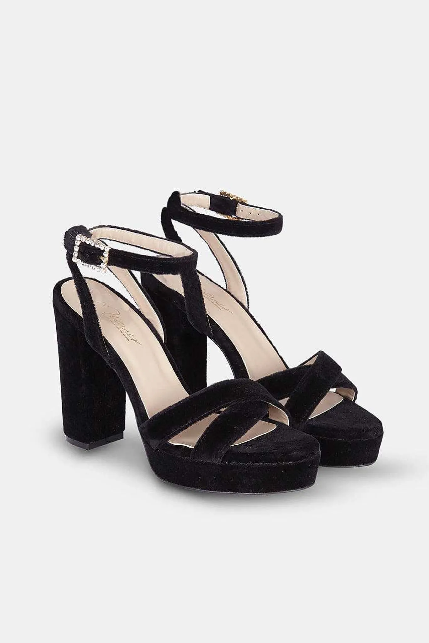 Mujer MICUIR Sandalias Tacón-Corintia Terciopelo Negro 11,5Cm