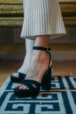 Mujer MICUIR Sandalias Tacón-Corintia Terciopelo Negro 11,5Cm