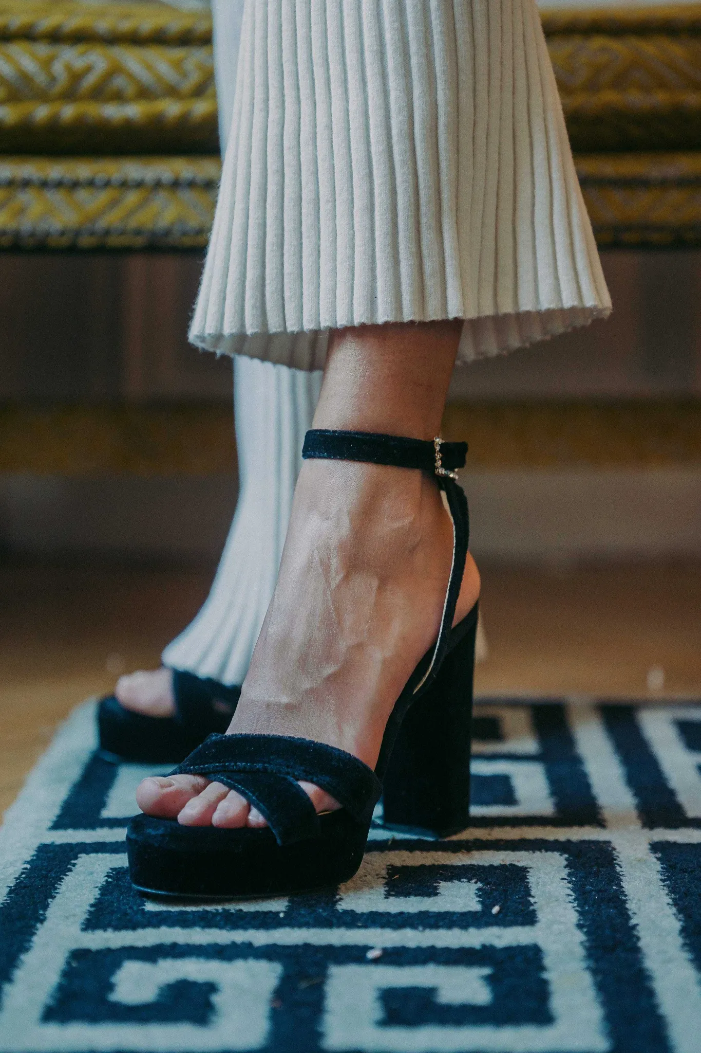 Mujer MICUIR Sandalias Tacón-Corintia Terciopelo Negro 11,5Cm