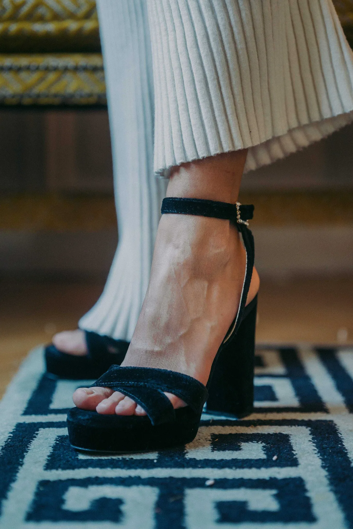 Mujer MICUIR Sandalias Tacón-Corintia Terciopelo Negro 11,5Cm