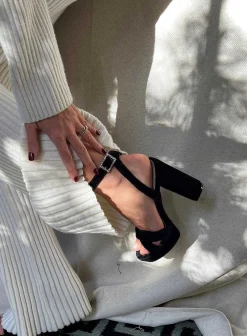 Mujer MICUIR Sandalias Tacón-Corintia Terciopelo Negro 11,5Cm