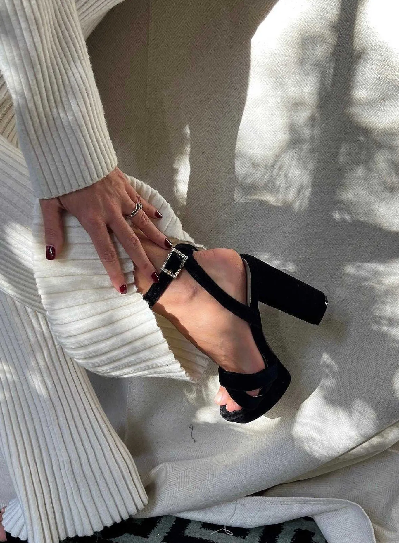 Mujer MICUIR Sandalias Tacón-Corintia Terciopelo Negro 11,5Cm