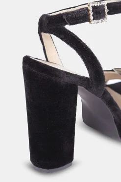 Mujer MICUIR Sandalias Tacón-Corintia Terciopelo Negro 11,5Cm