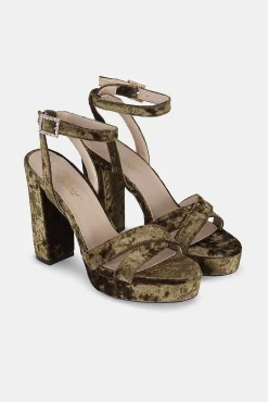 Mujer MICUIR Sandalias Tacón-Corintia Terciopelo Verde 11,5Cm