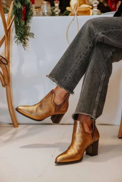 Mujer MICUIR Botines De Tacón-Frida Boots Tacón Special Edition Oro Metalizado 7Cm