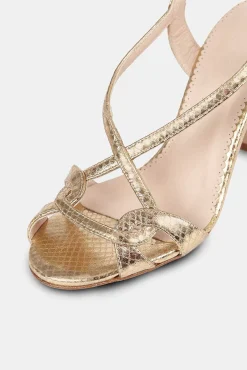 Mujer MICUIR Sandalias Tacón-Gadea Grabado Oro 9Cm