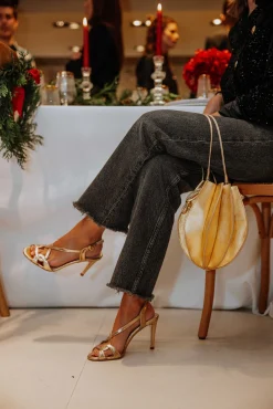 Mujer MICUIR Sandalias Tacón-Gadea Grabado Oro 9Cm