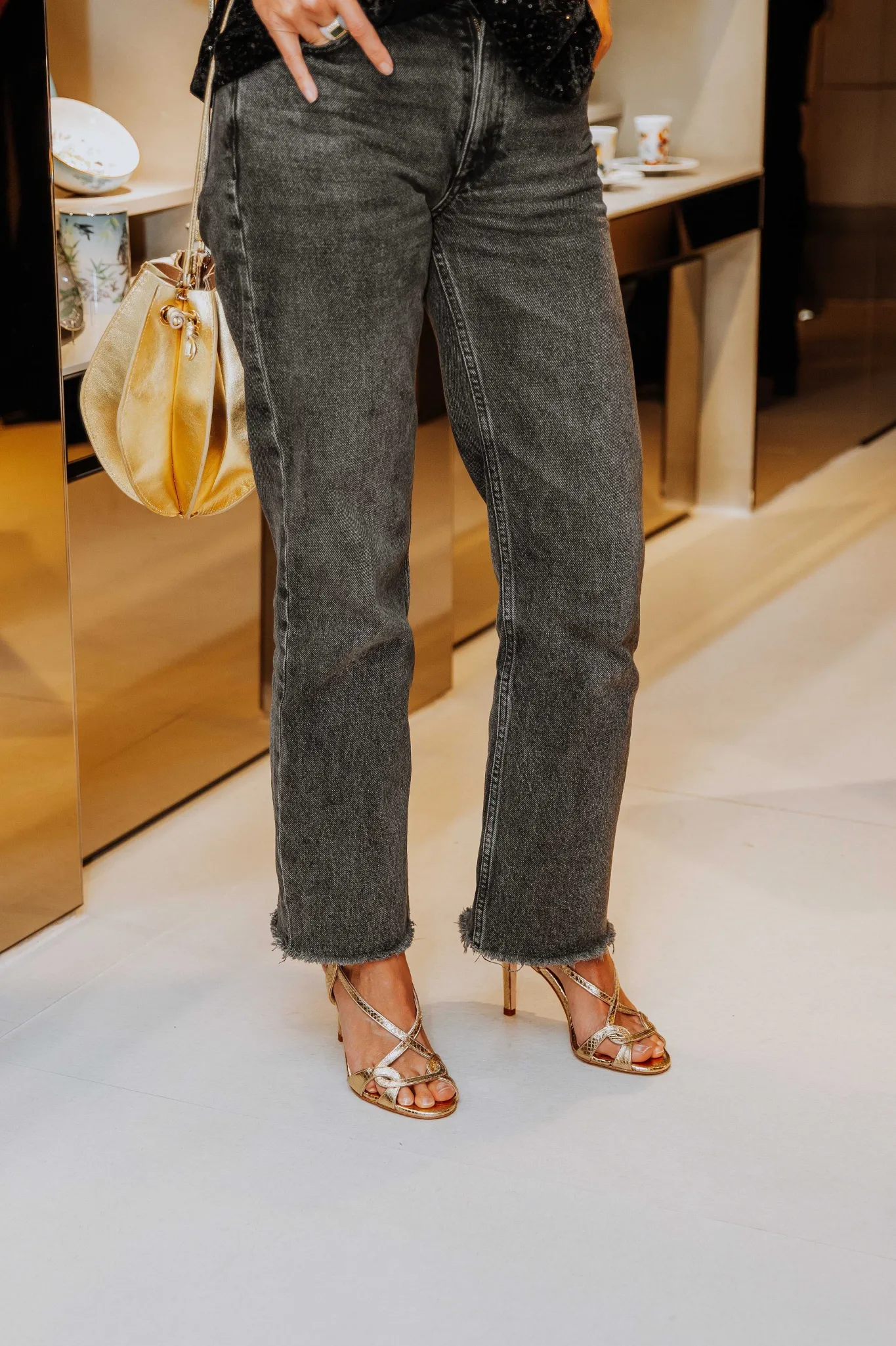 Mujer MICUIR Sandalias Tacón-Gadea Grabado Oro 9Cm