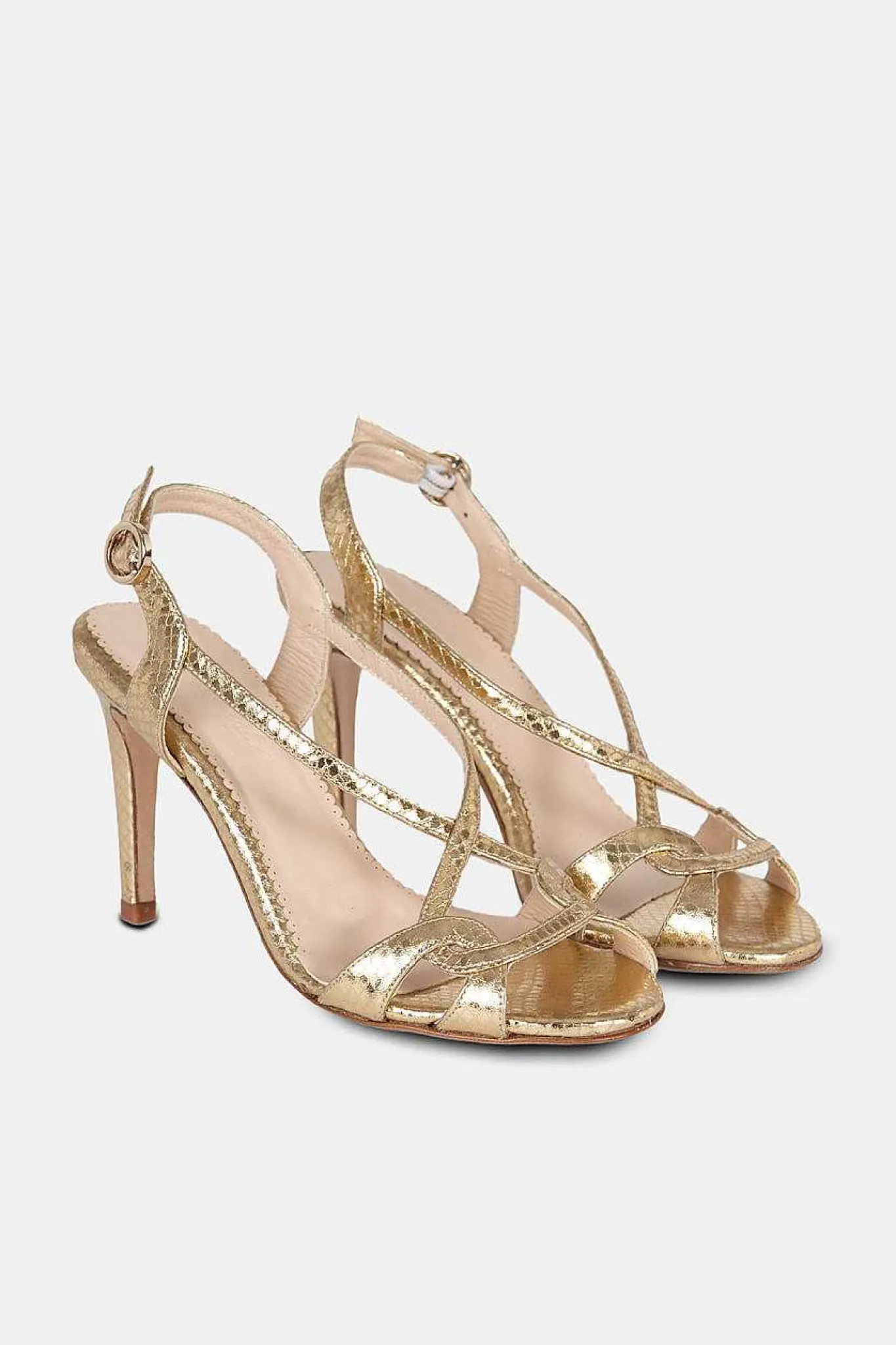 Mujer MICUIR Sandalias Tacón-Gadea Grabado Oro 9Cm