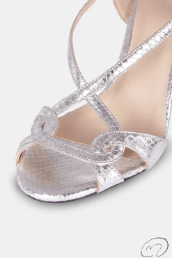 Mujer MICUIR Sandalias Tacón-Gadea Grabado Plata 9Cm