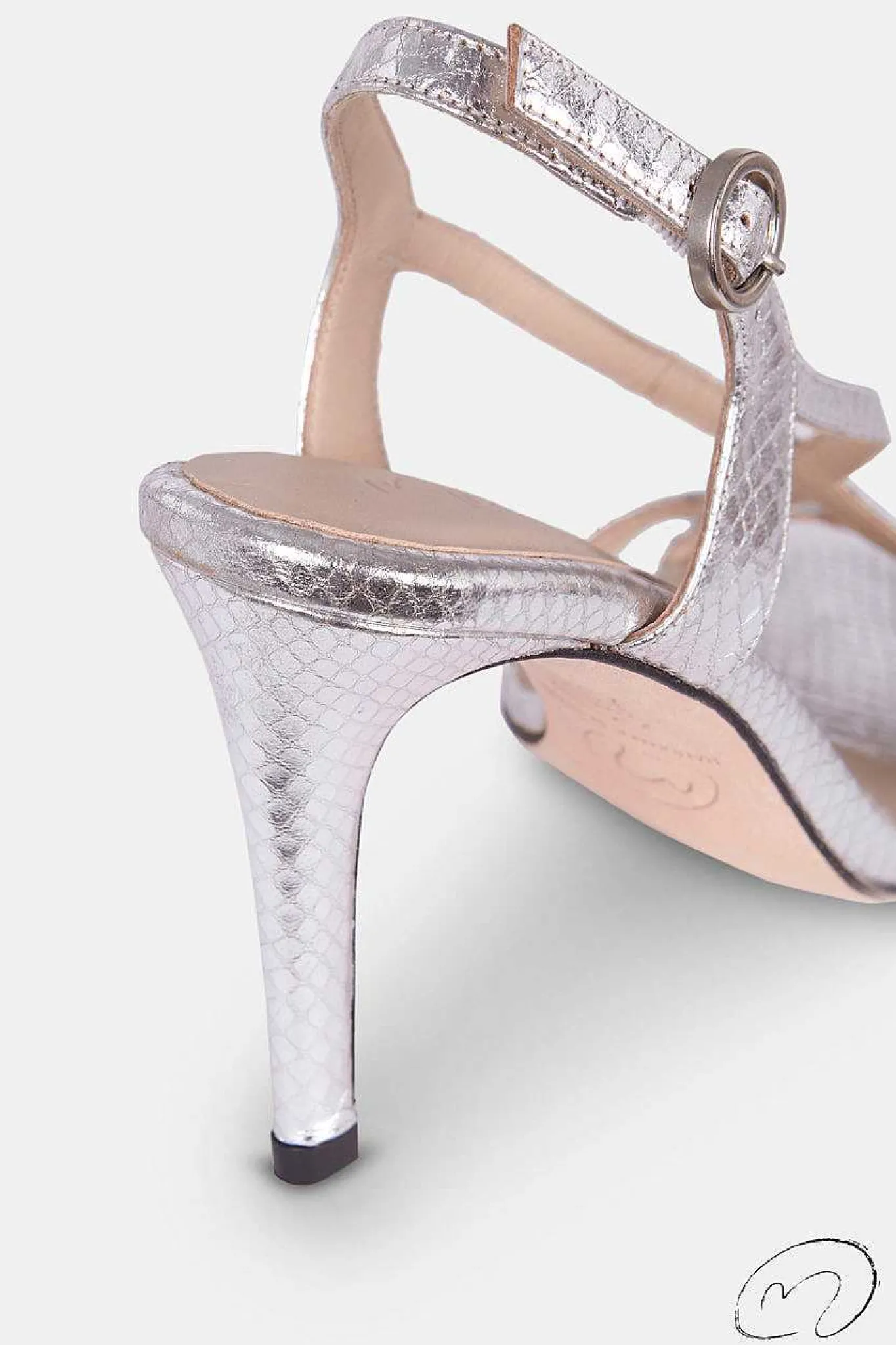 Mujer MICUIR Sandalias Tacón-Gadea Grabado Plata 9Cm
