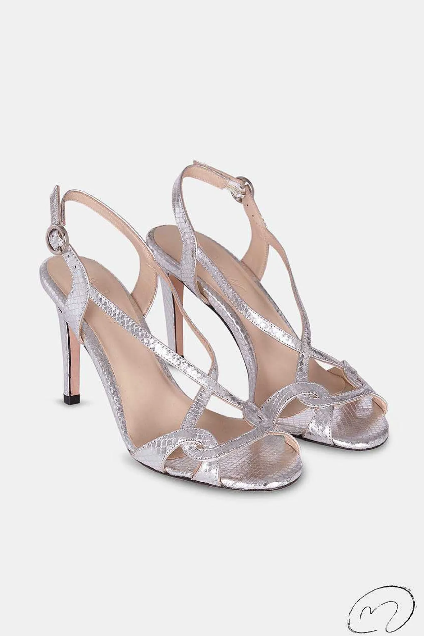 Mujer MICUIR Sandalias Tacón-Gadea Grabado Plata 9Cm