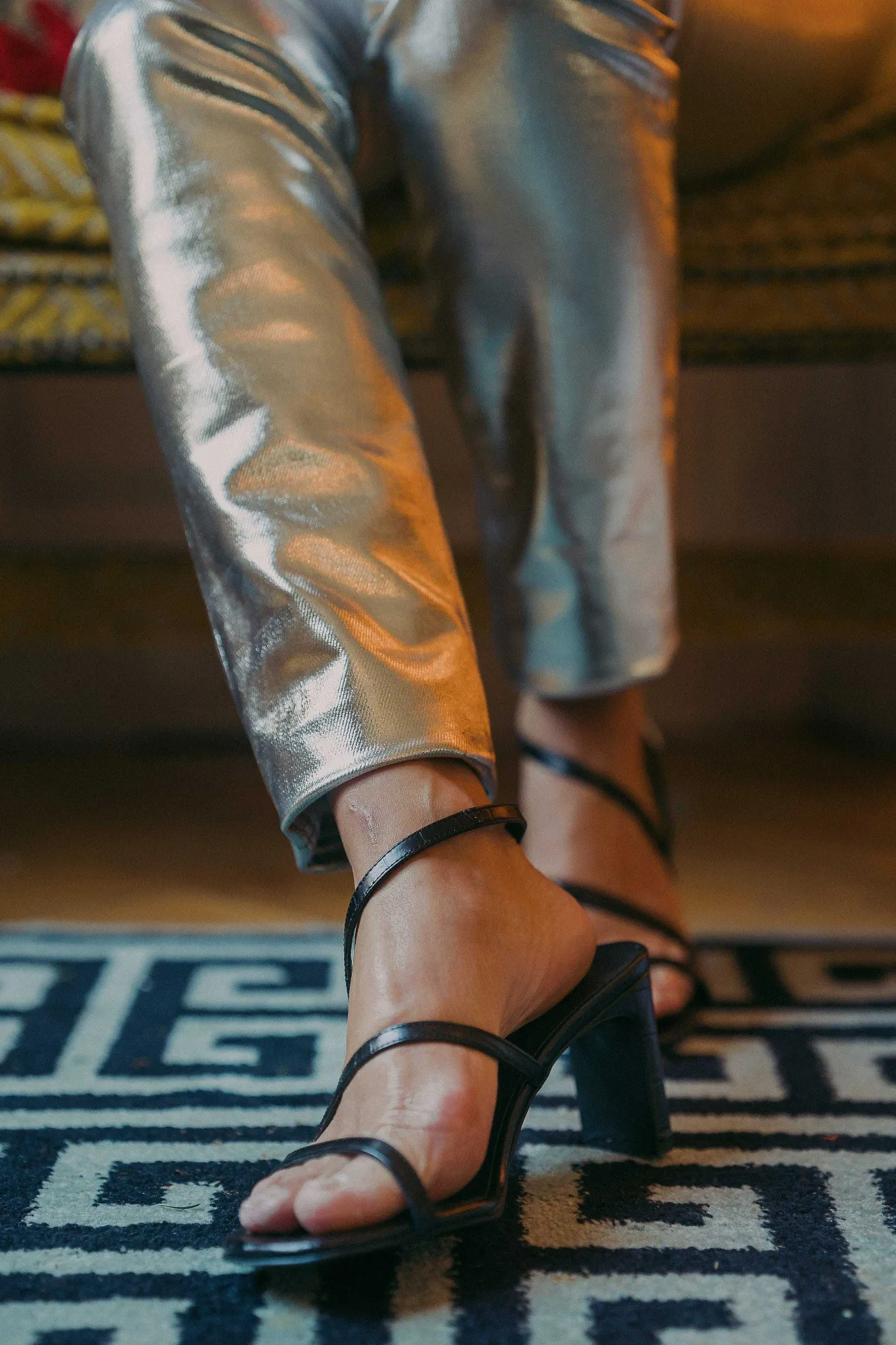 Mujer MICUIR Sandalias Tacón-Genara Coco Negro 7Cm