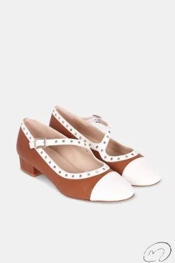 Mujer MICUIR Bailarinas-Geraldine Crema Y Cuero 2,5Cm
