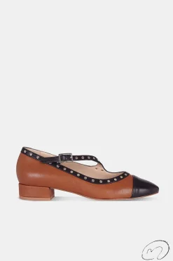 Mujer MICUIR Bailarinas-Geraldine Negro Y Cuero 2,5Cm