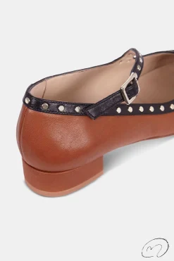 Mujer MICUIR Bailarinas-Geraldine Negro Y Cuero 2,5Cm