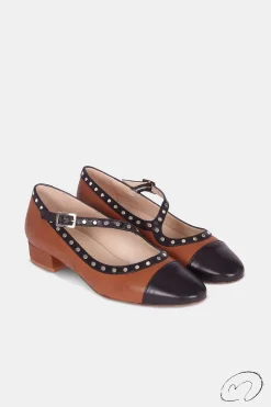 Mujer MICUIR Bailarinas-Geraldine Negro Y Cuero 2,5Cm