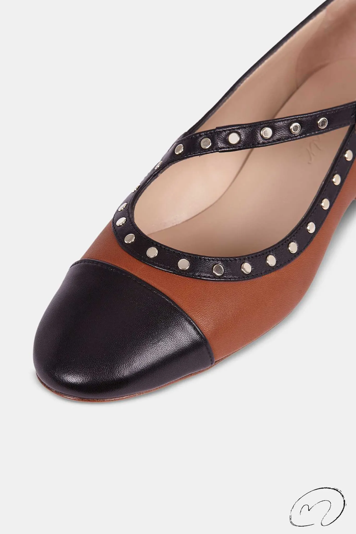 Mujer MICUIR Bailarinas-Geraldine Negro Y Cuero 2,5Cm