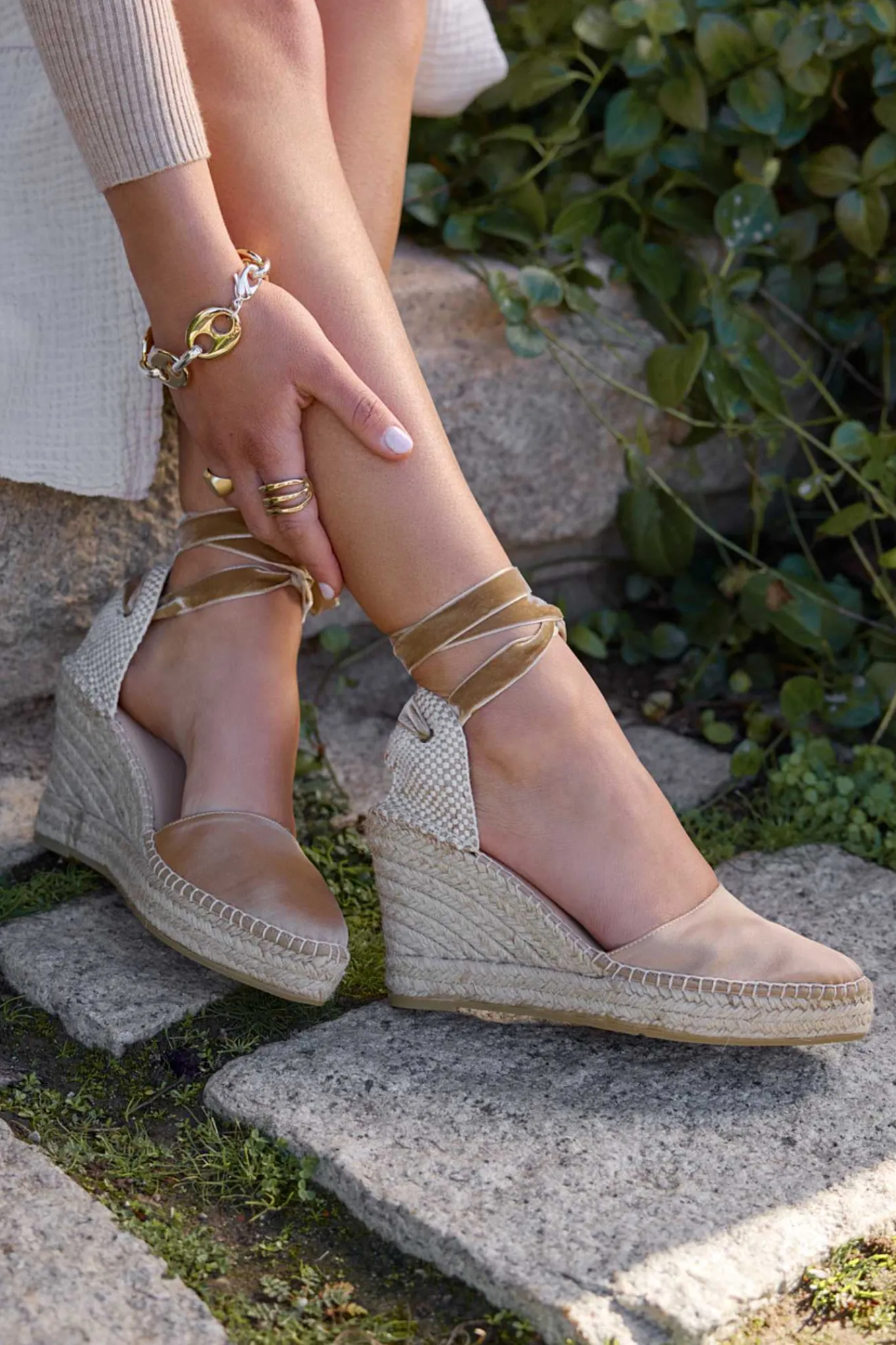 Mujer MICUIR Sandalias Plataforma-Hidra Saten Tofe 9Cm