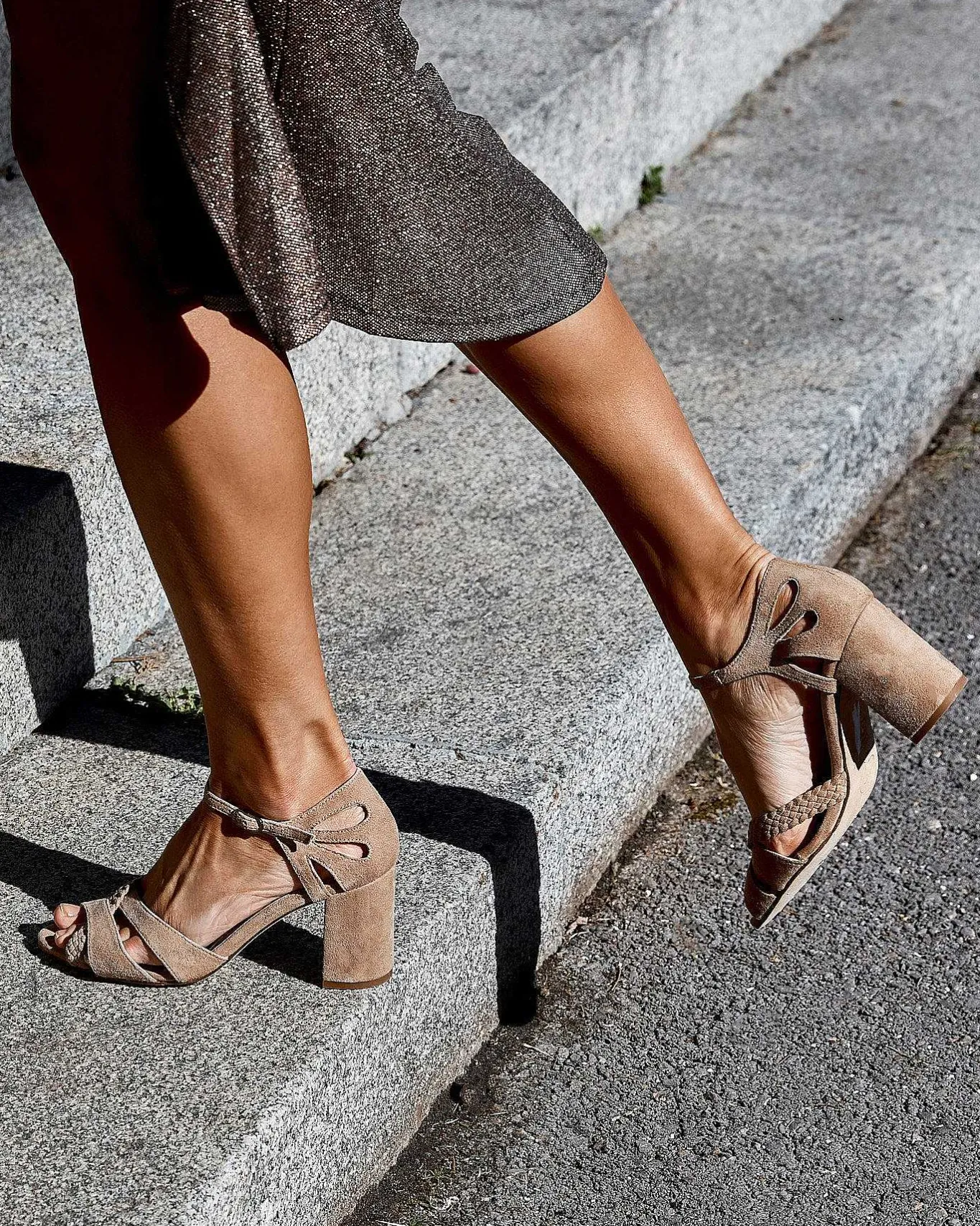 Mujer MICUIR Sandalias Tacón-Inma Taupe 7,5Cm