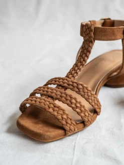 Mujer MICUIR Sandalias Tacón Midi-Kora Trenzada Caramelo 3.5Cm
